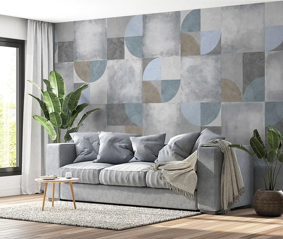murales Patrón geométrico abstracto con fondo de textura de cemento u97268
