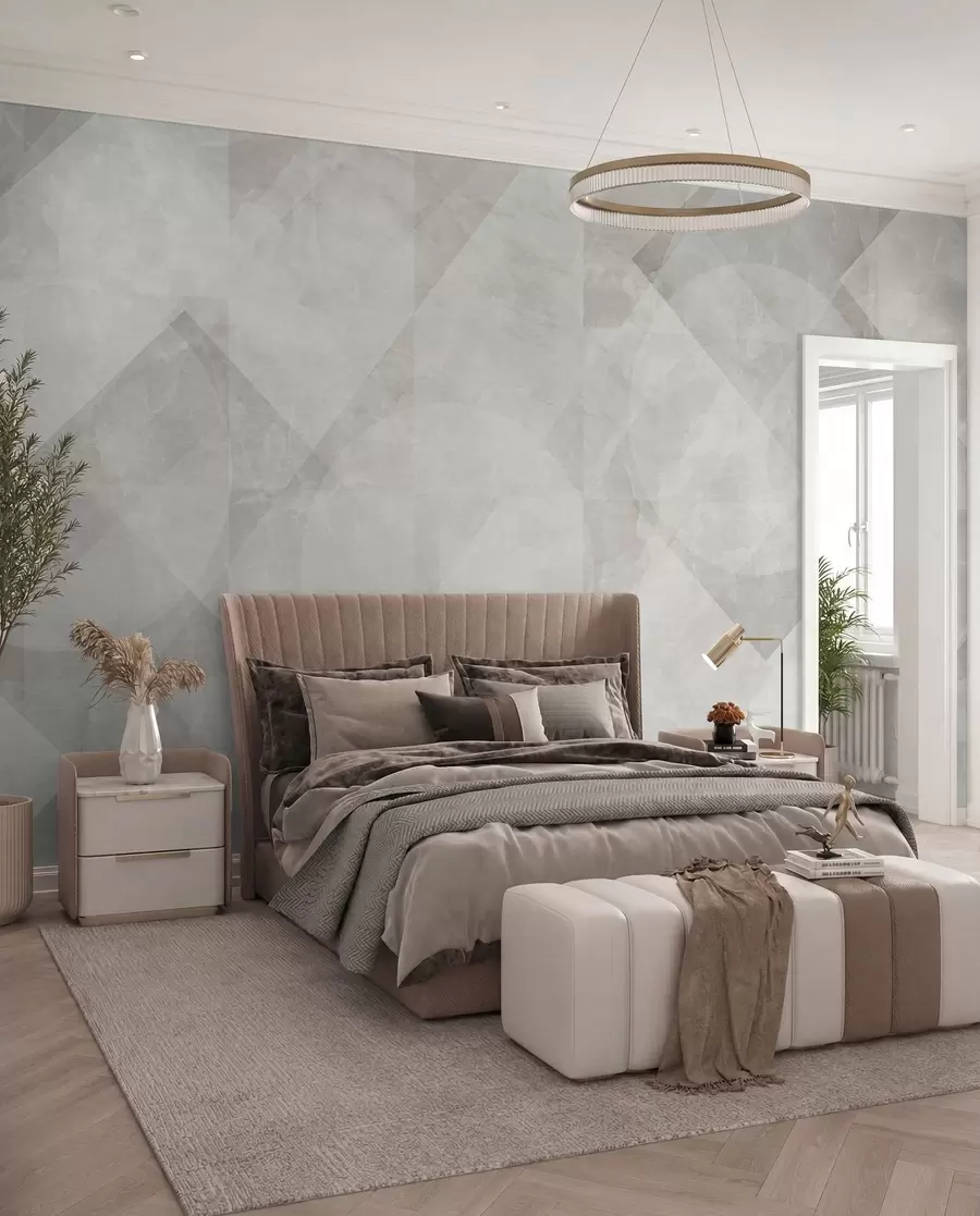 wall murals Geometric abstraction on a marble background in pastel colors u97269