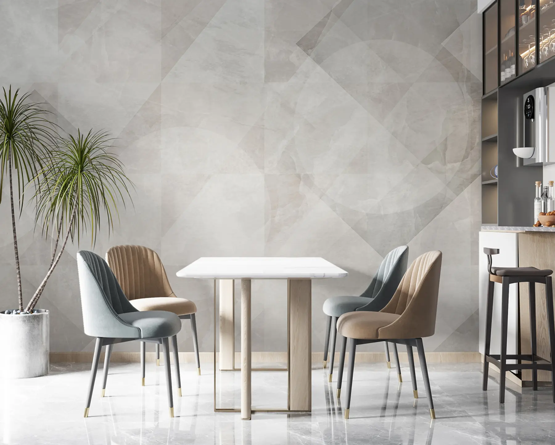 Wall Mural Photo Wallpaper Geometric abstraction on a marble background in pastel colors u97269