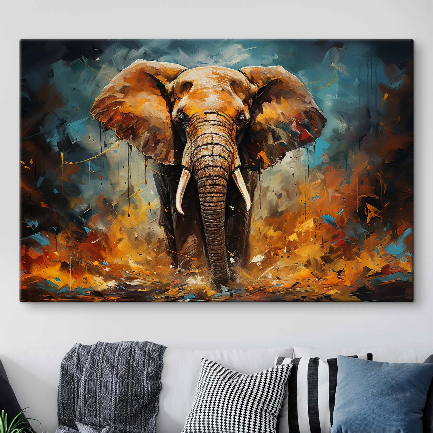 wall murals Majestic elephant in vibrant colors s35505