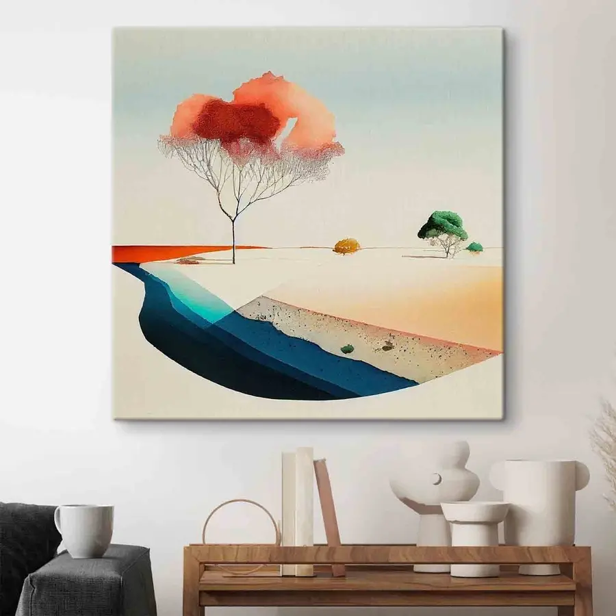 wall murals Vibrant trees amidst minimalist landscape s35709
