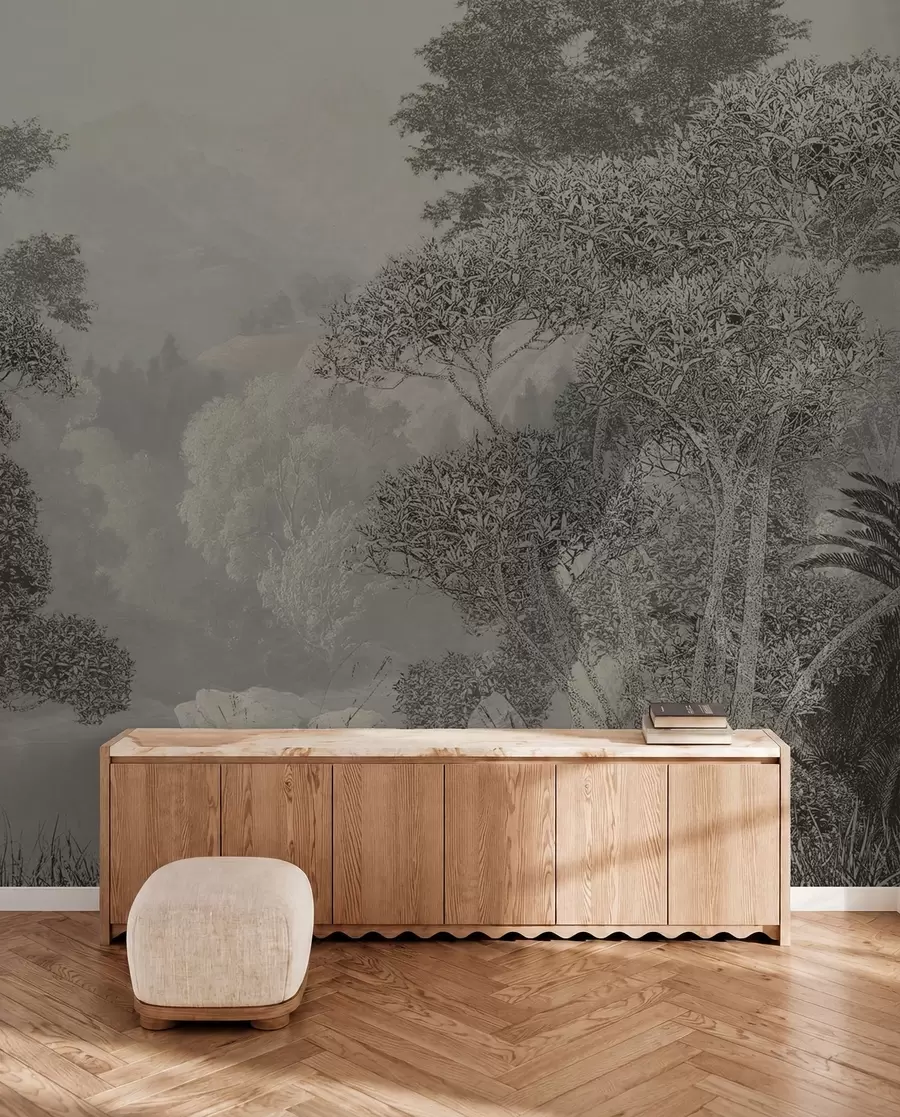 peintures murales Forêt tropicale dans les tons gris u97396