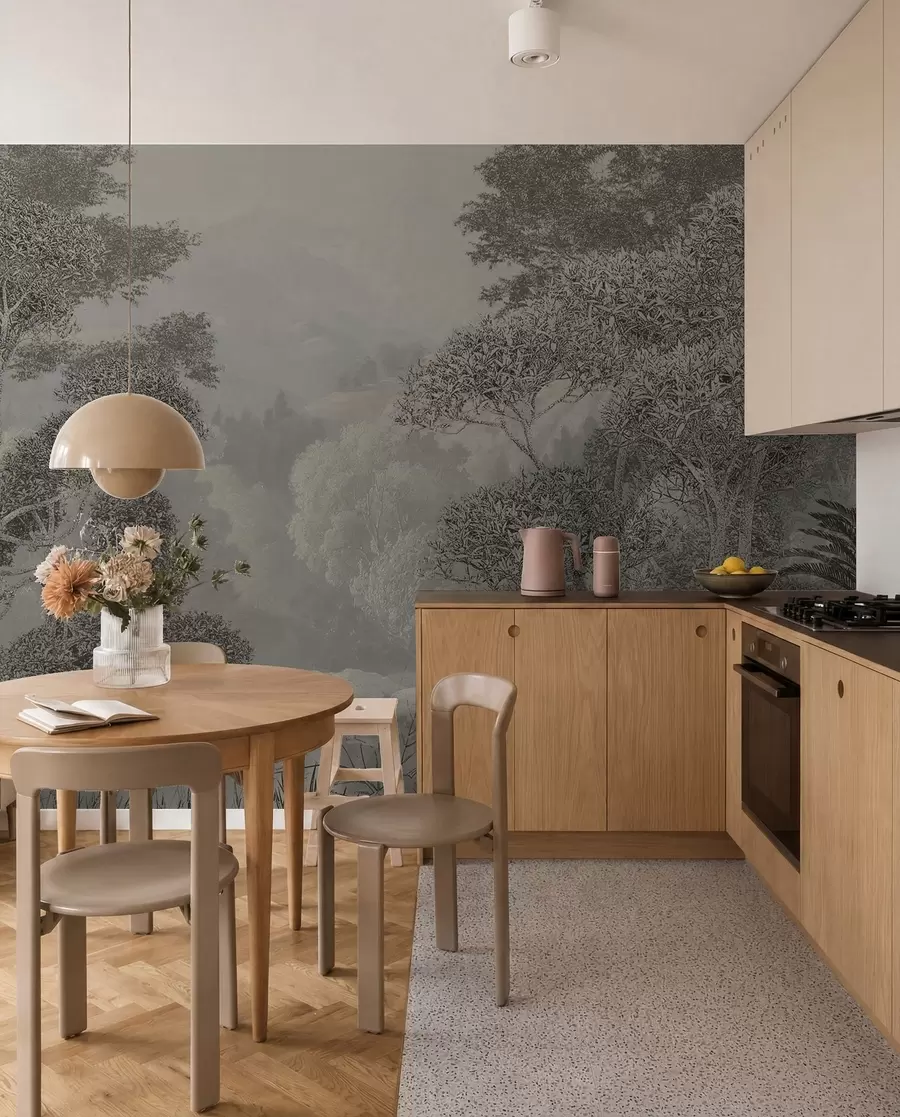 peintures murales Forêt tropicale dans les tons gris u97396