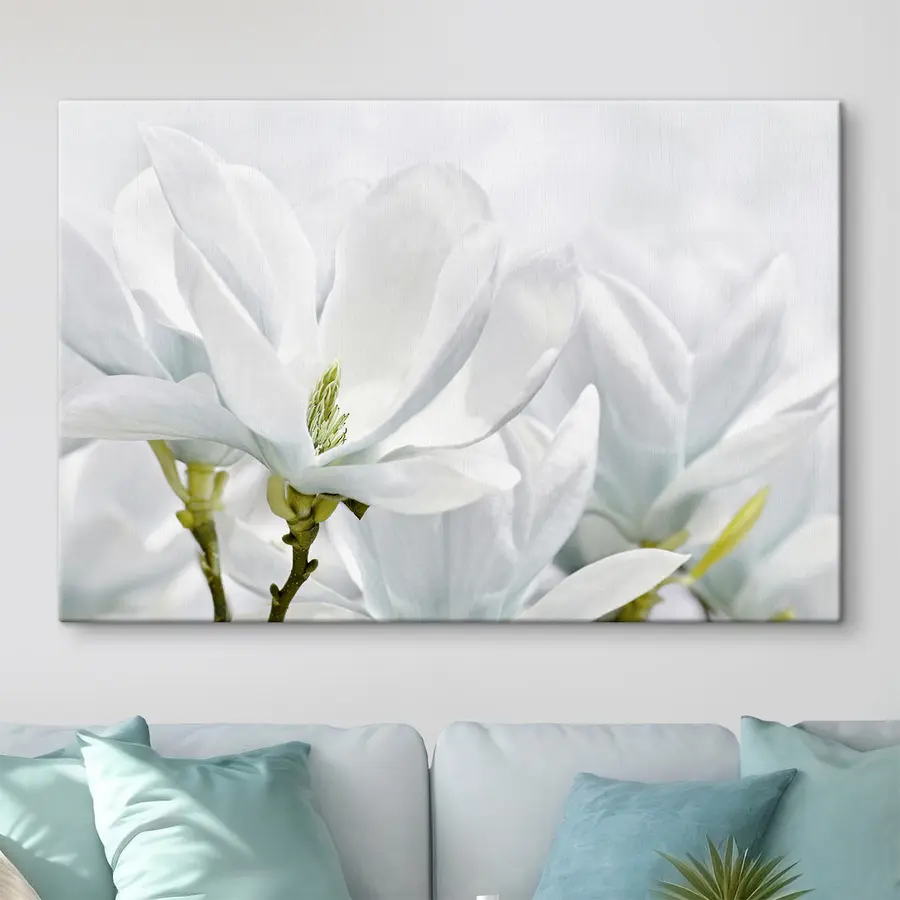 murales Elegantes flores en suaves tonos blancos s35784