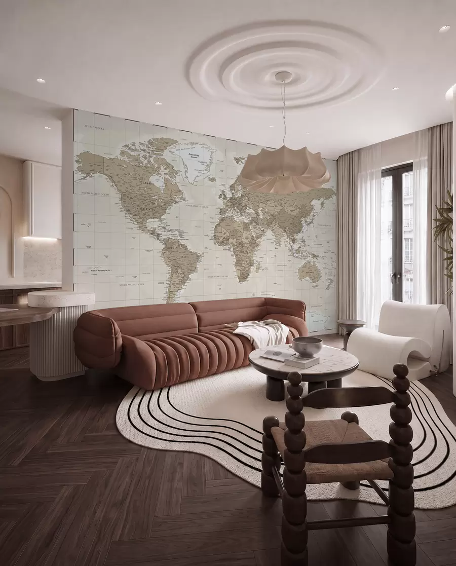 peintures murales Carte du monde vintage loft u97342