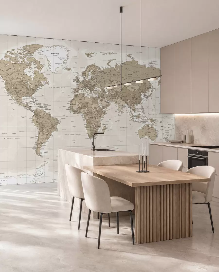 peintures murales Carte du monde vintage loft u97342