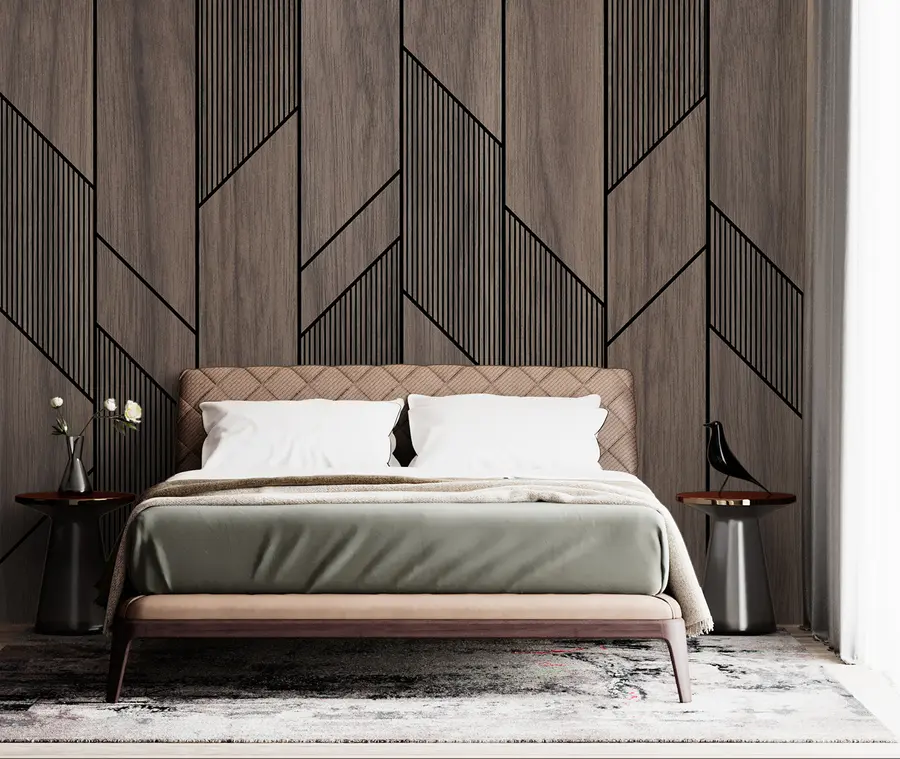 Wall Mural Photo Wallpaper Geometric panels with wood texture u97427