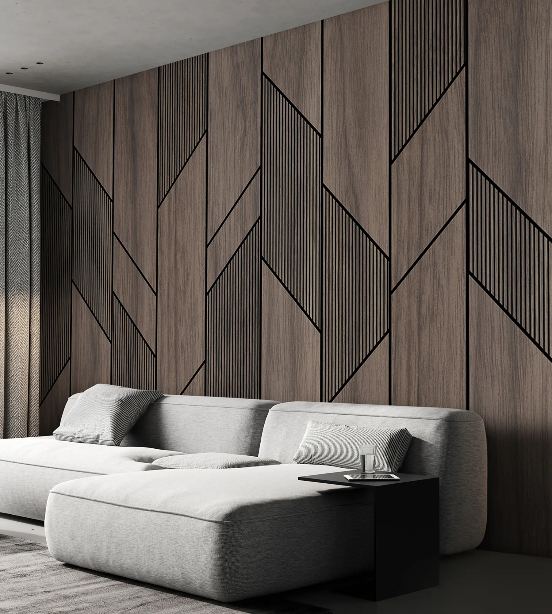 murales Paneles geométricos con textura de madera u97427