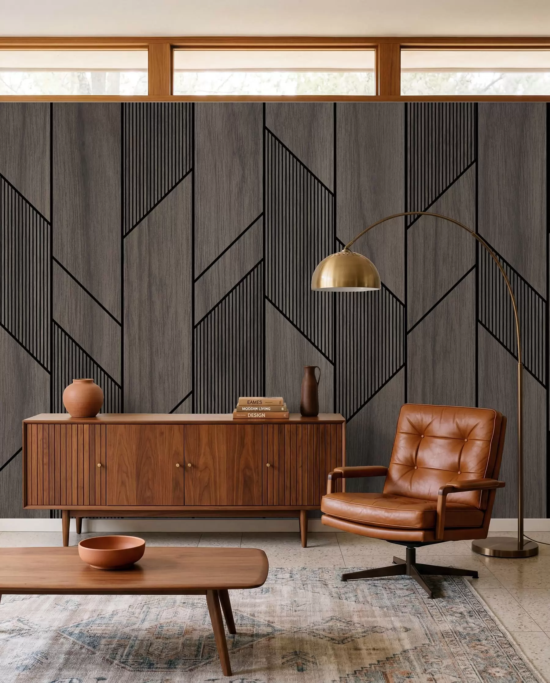 Wall Mural Photo Wallpaper Geometric panels with wood texture u97427