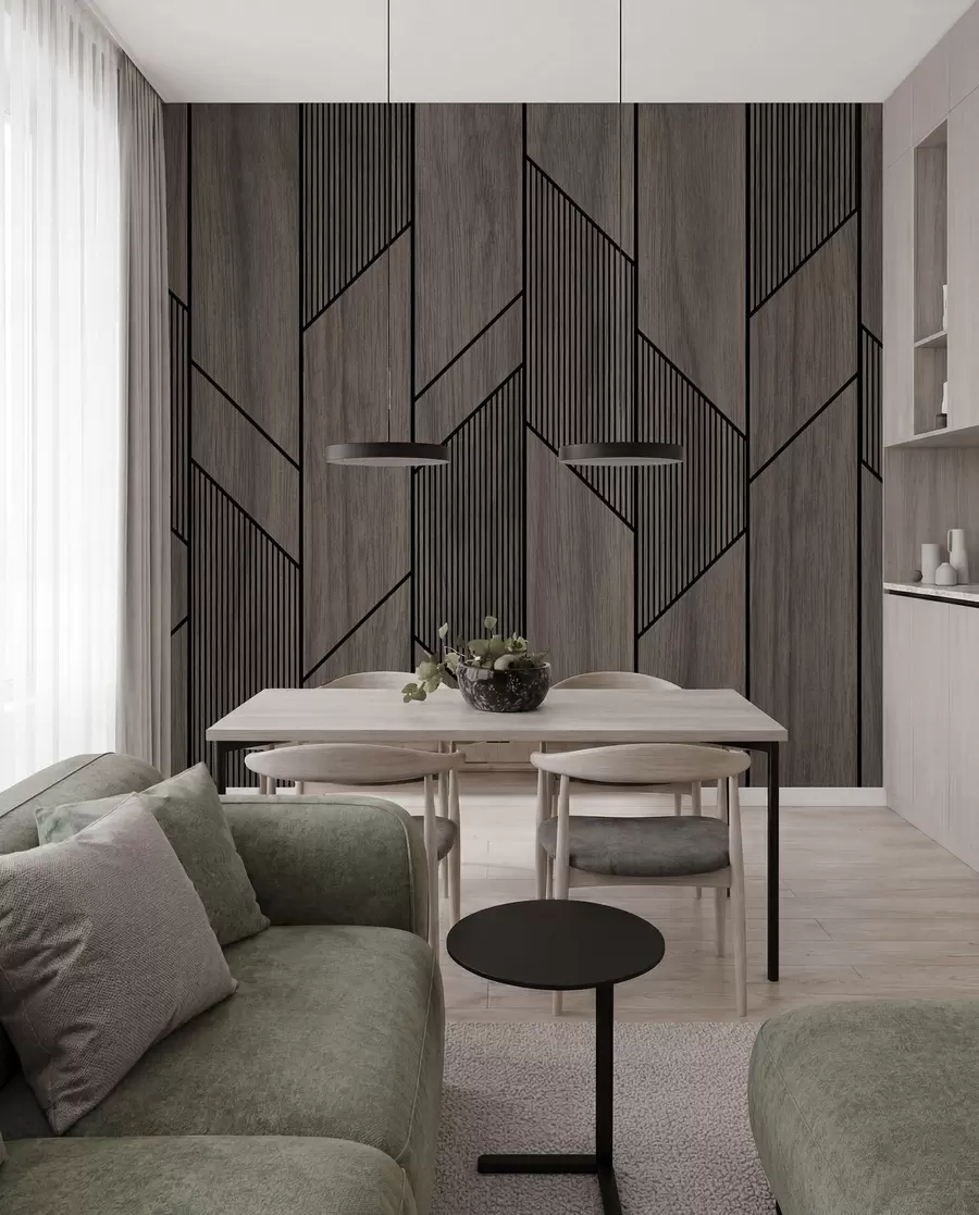 wall murals Geometric panels with wood texture u97427