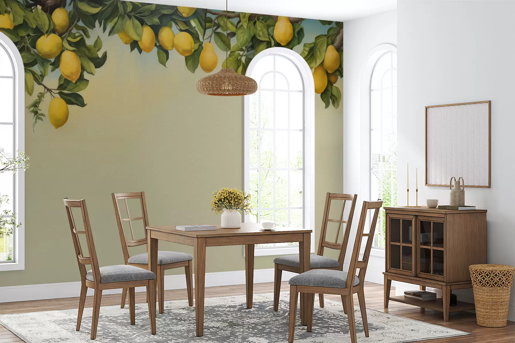 Wall Mural Photo Wallpaper Watercolor lemon tree branches u97599