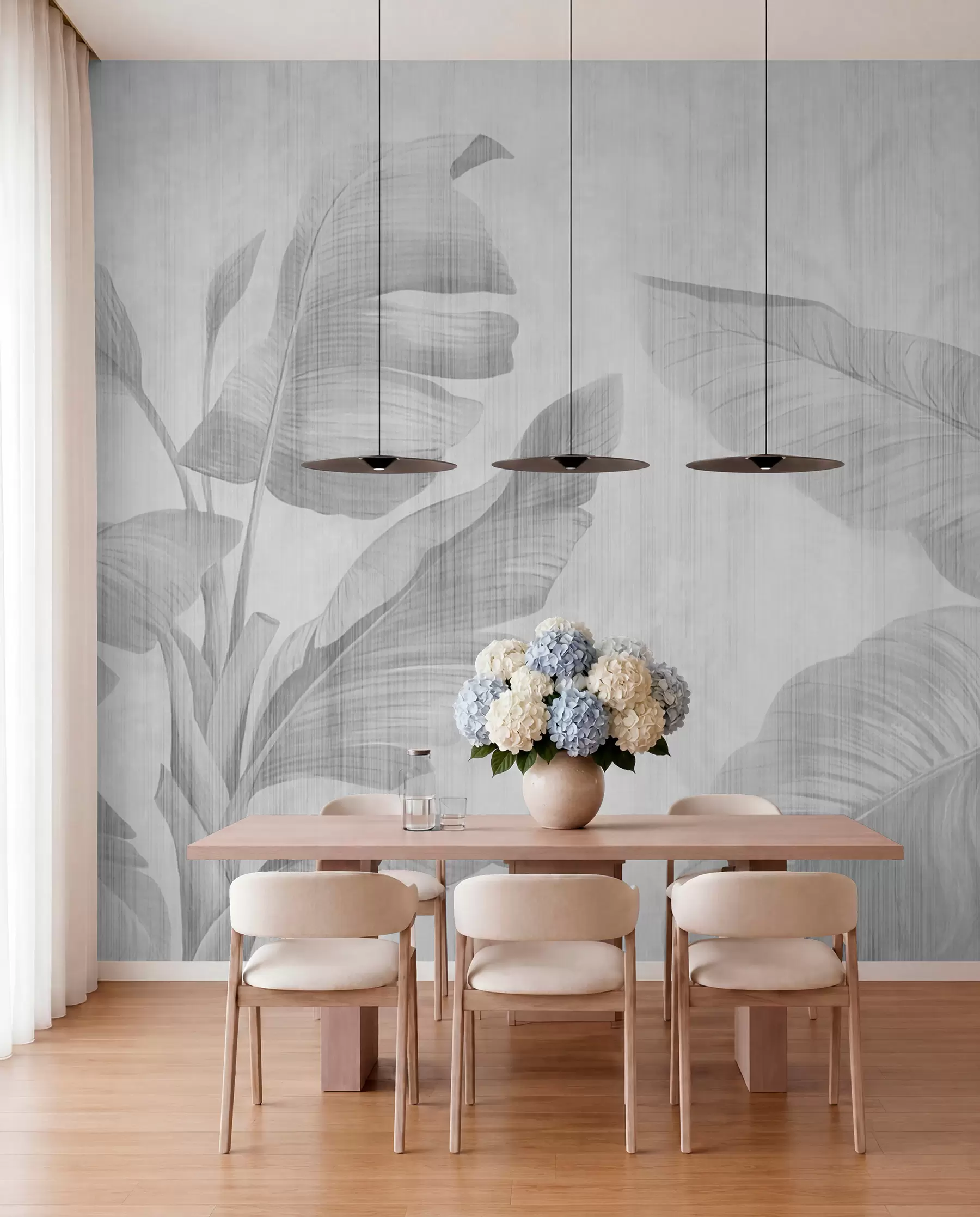 Wall Mural Photo Wallpaper Tropical grunge leaves in gray u00299v3