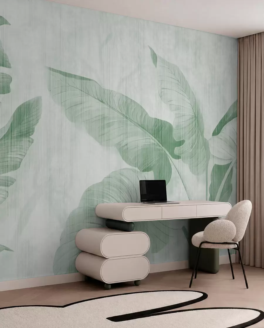 murales Hojas tropicales grunge en verde u00299v4