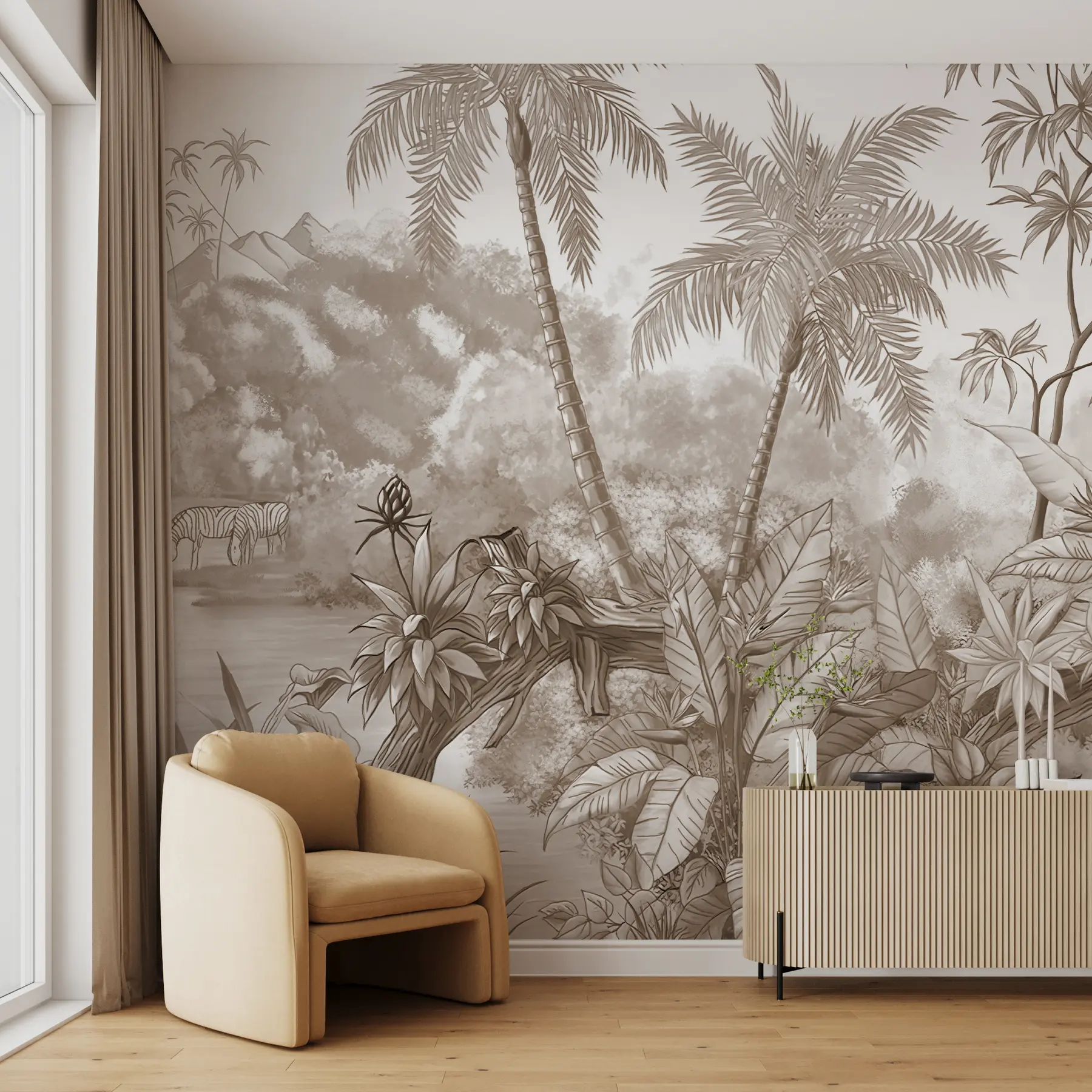 Wall Mural Photo Wallpaper Tropics in beige u59039v2