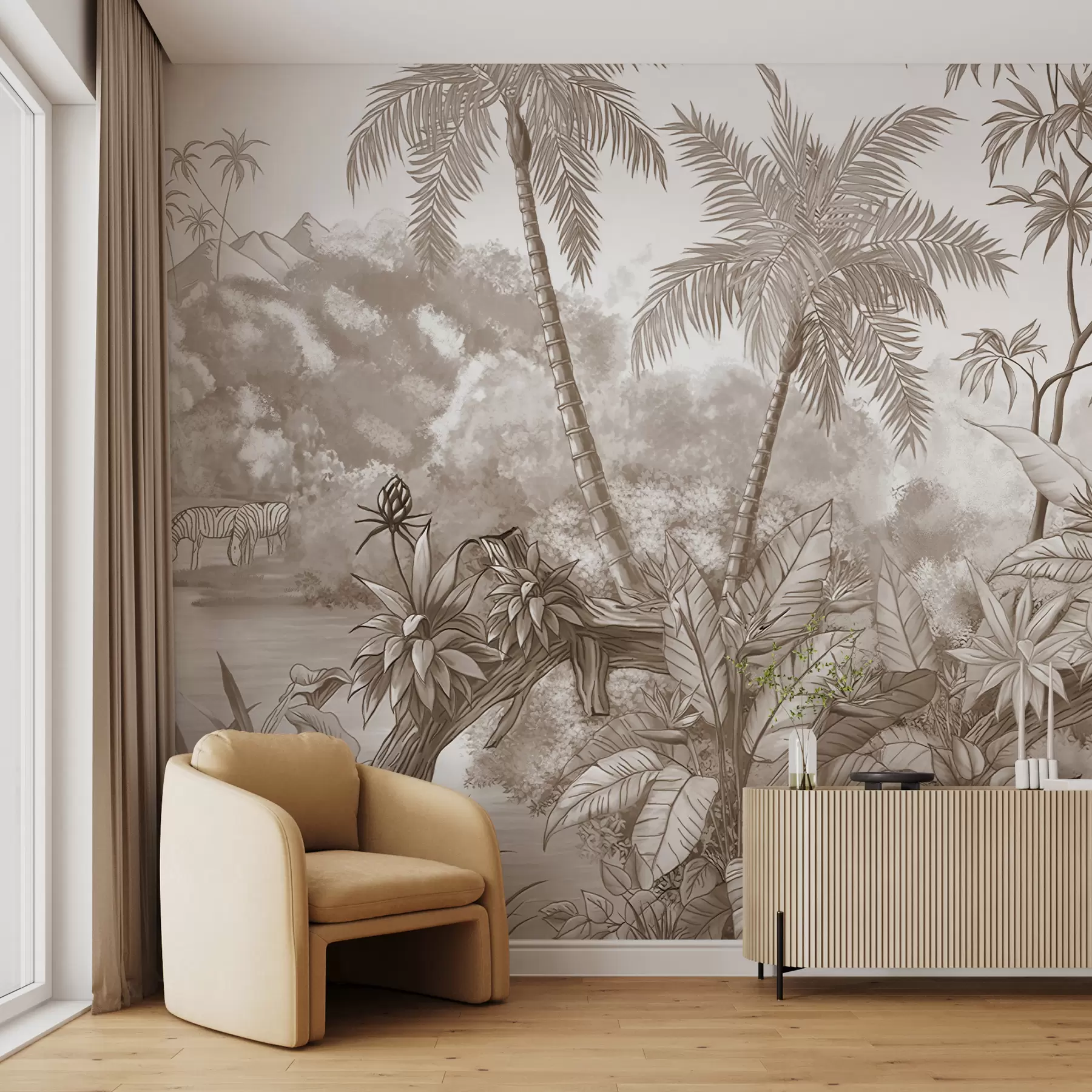 Wall Mural Photo Wallpaper Tropics in beige u59039v2