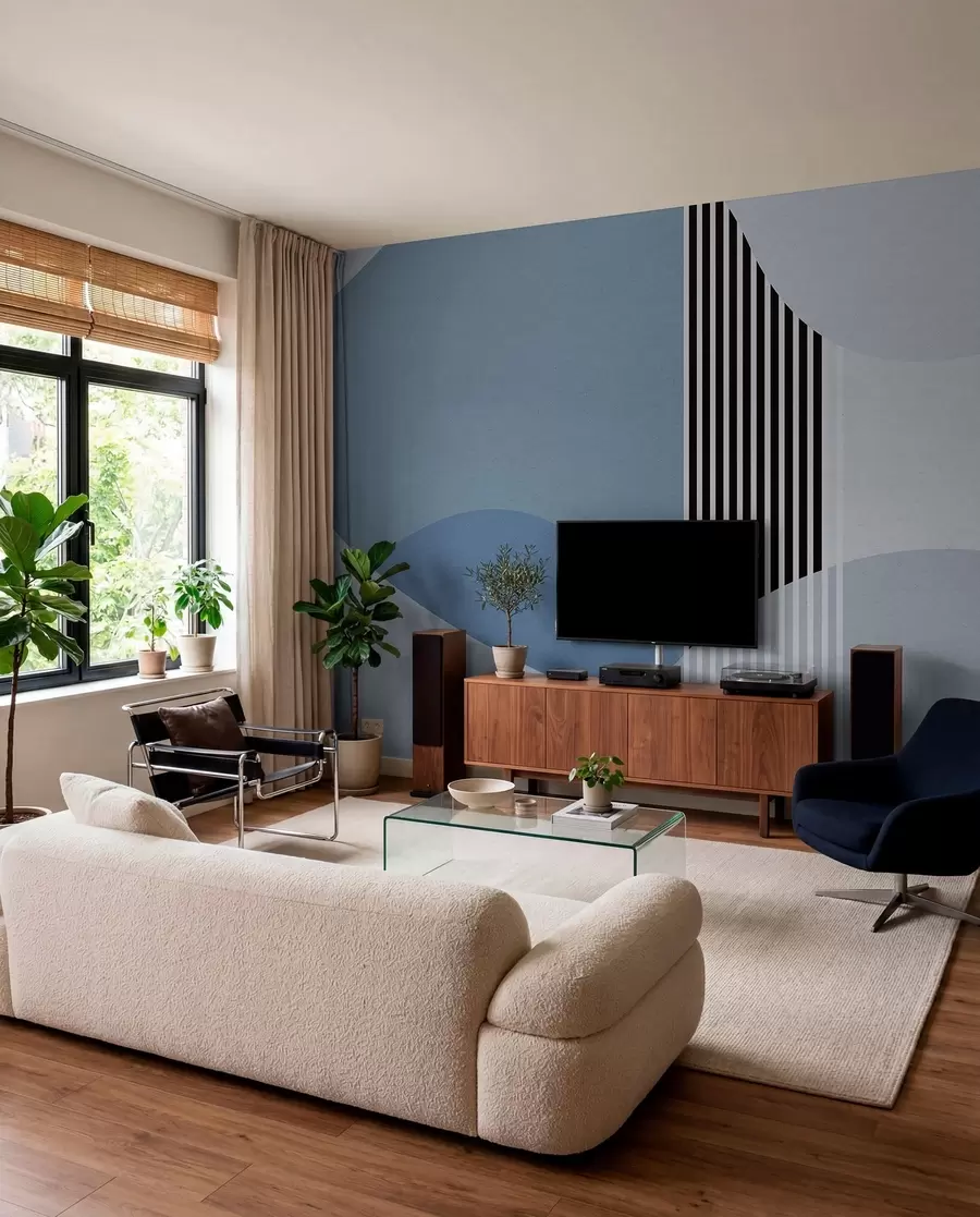 wall murals Abstract retro style in blue u74075v1