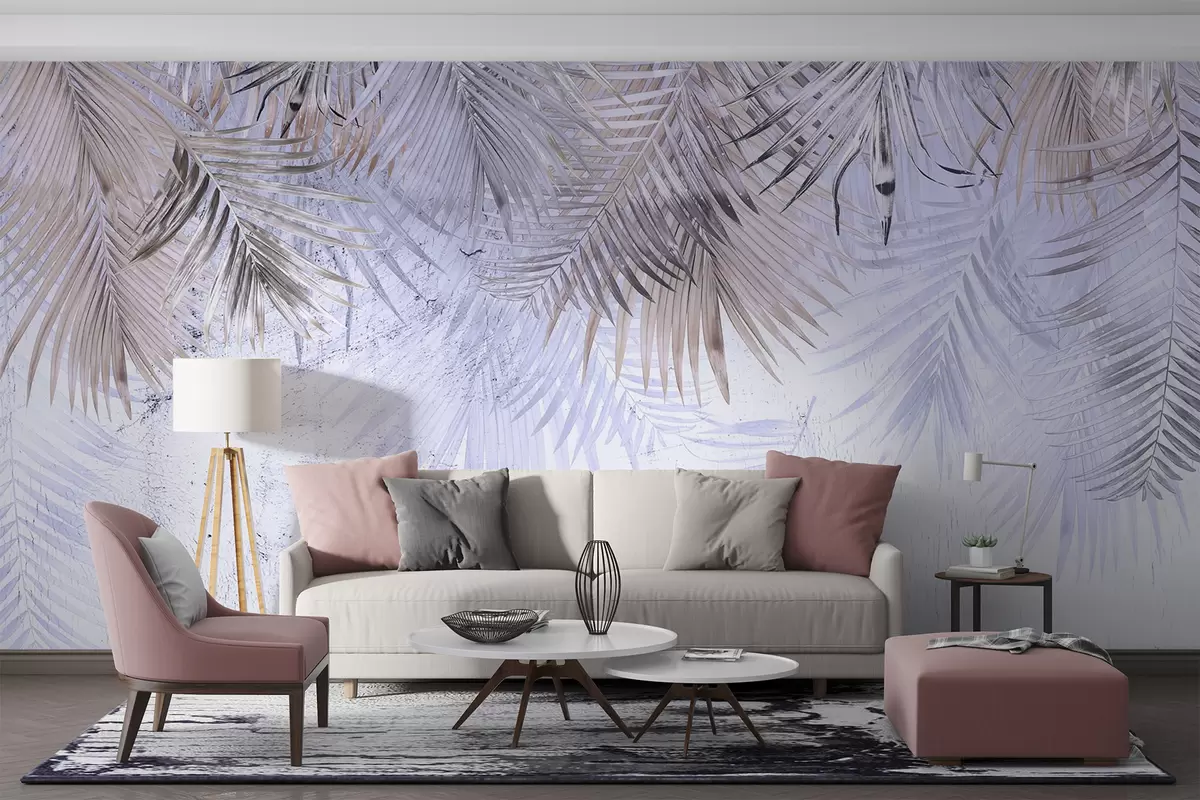 Wall Mural Photo Wallpaper Purple tropical leaves in grunge style u93843v1