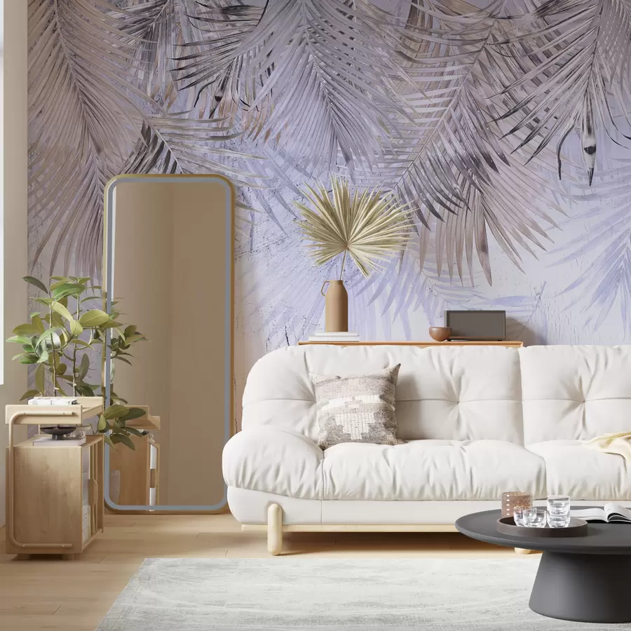 peintures murales Feuilles tropicales violettes en style grunge u93843v1