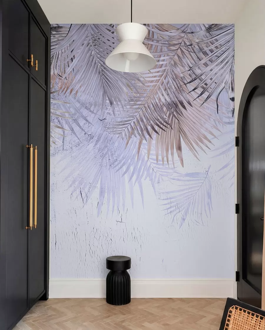 peintures murales Feuilles tropicales violettes en style grunge u93843v1