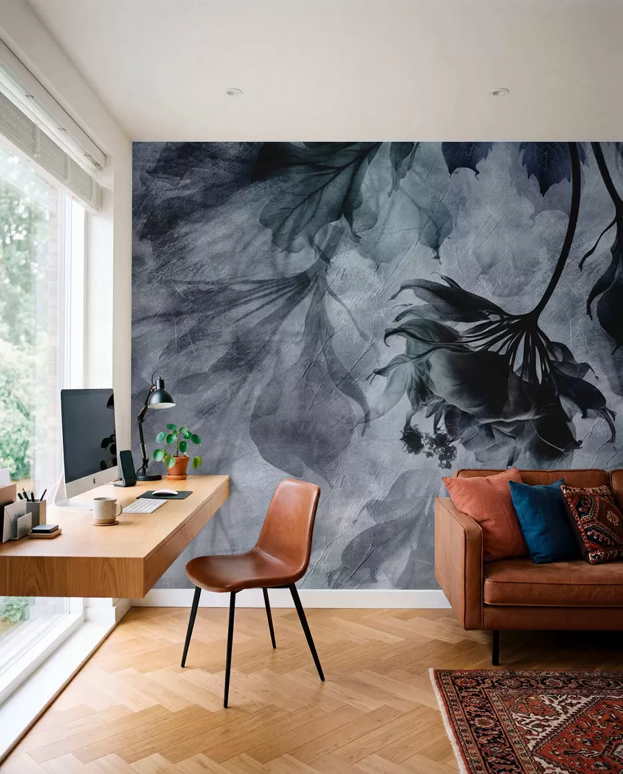 murales Ramas en sombra azul u93927v1
