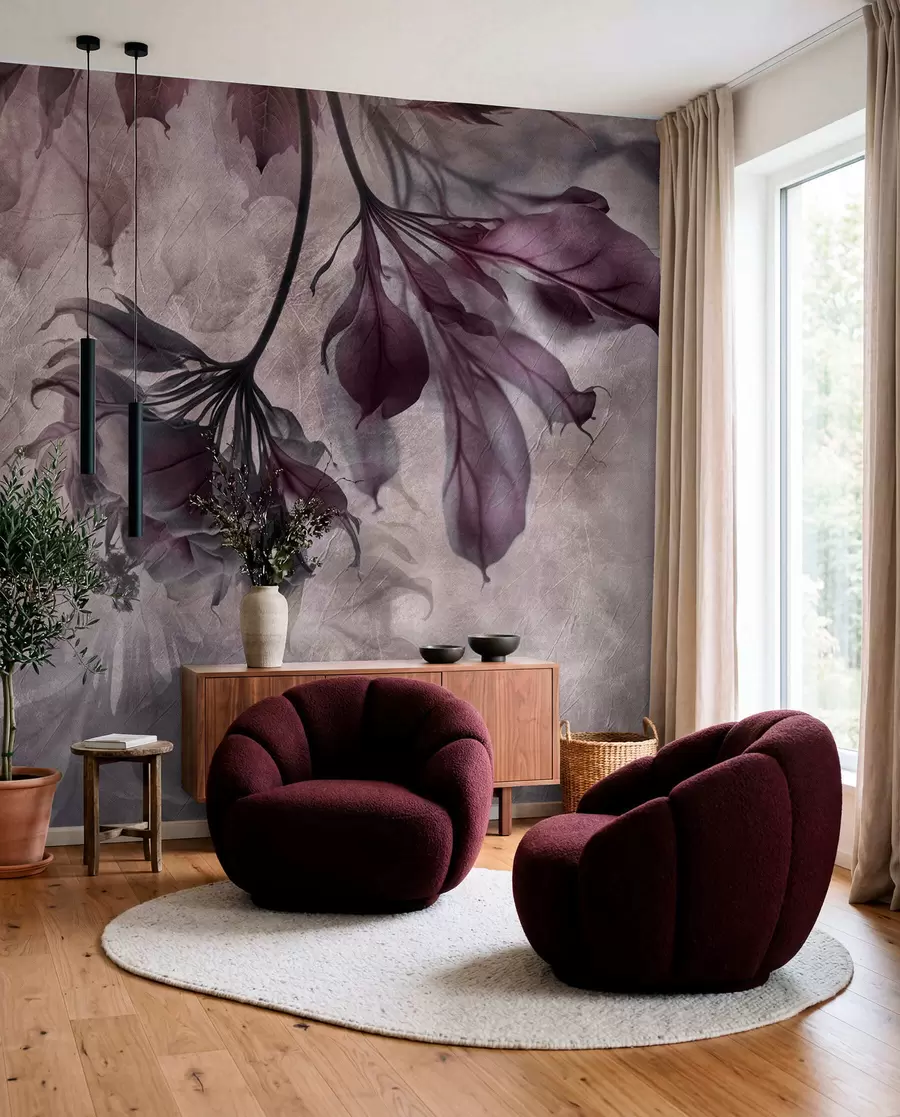 wall murals Delicate translucent branches in pink u93927v3