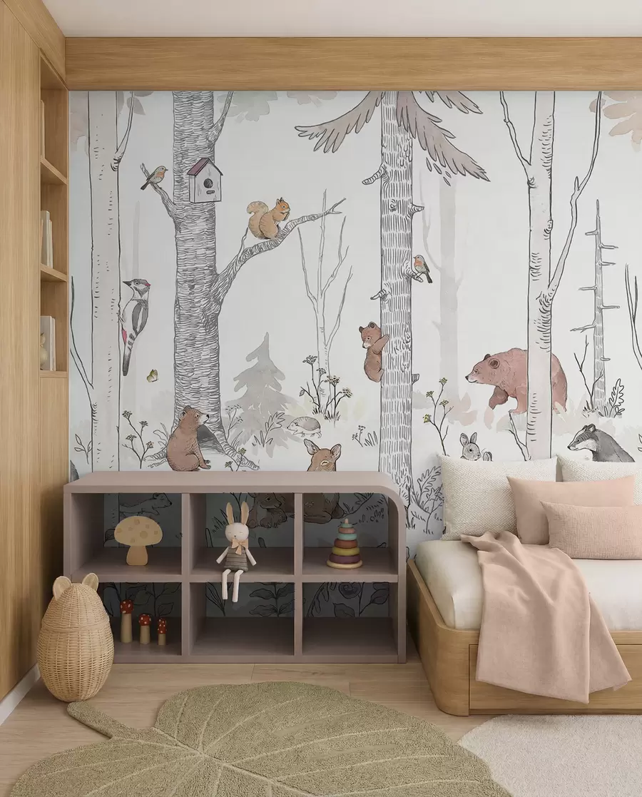 wall murals Friends in the Birch Wood u96850