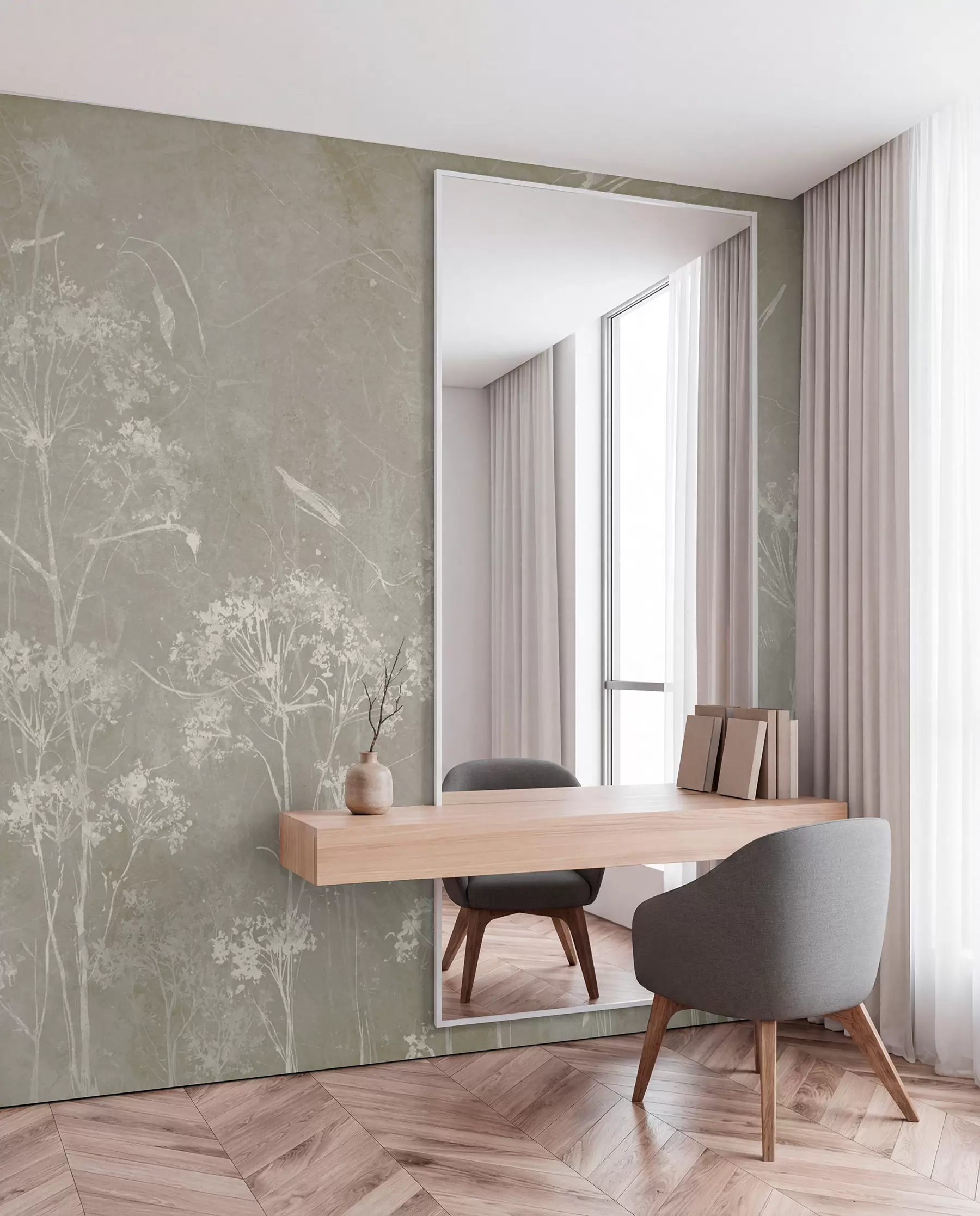 Wall Mural Photo Wallpaper Meadow on Weathered Grey u96551v2