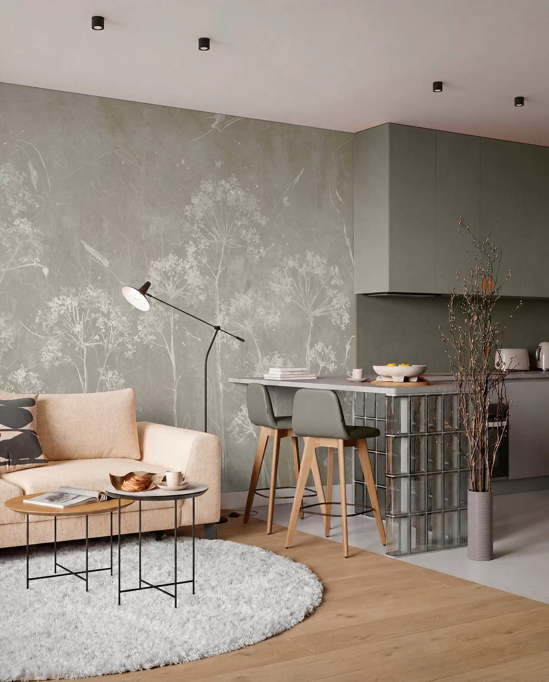 wall murals Wild flowers in grunge style u96551v2