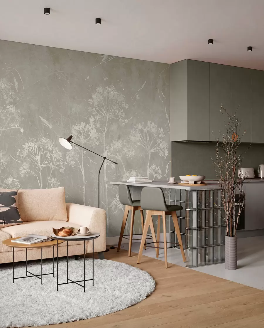 wall murals Wild flowers in grunge style u96551v2