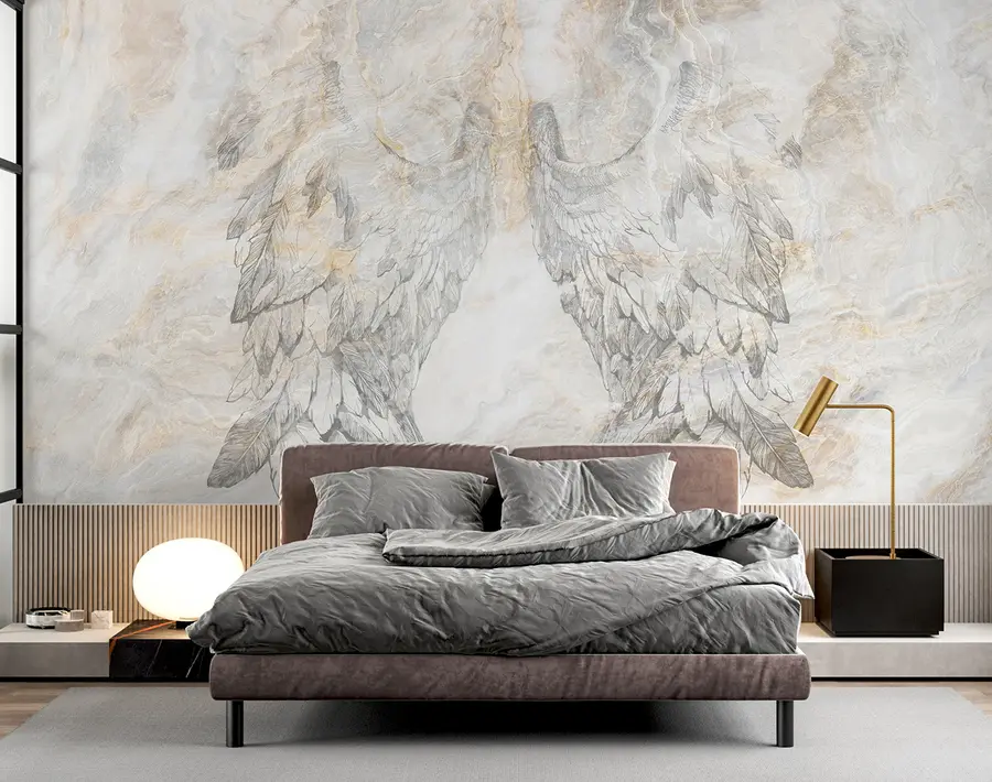 Wall Mural Photo Wallpaper Angel wings on marble background u97552