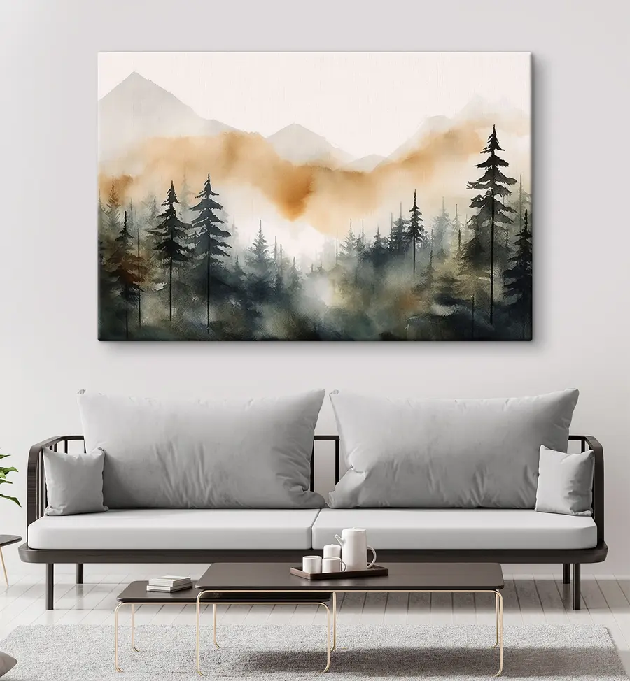 wall murals Misty mountains in serene nature scene s36008