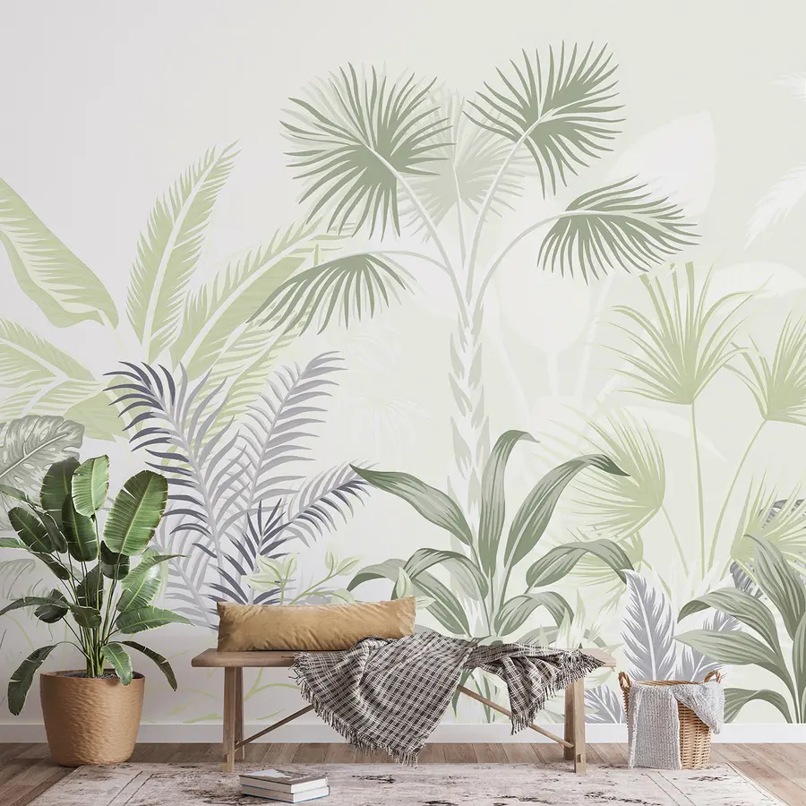 Wall Mural Photo Wallpaper Vertebrate, plant and branch in green colors u06685v3