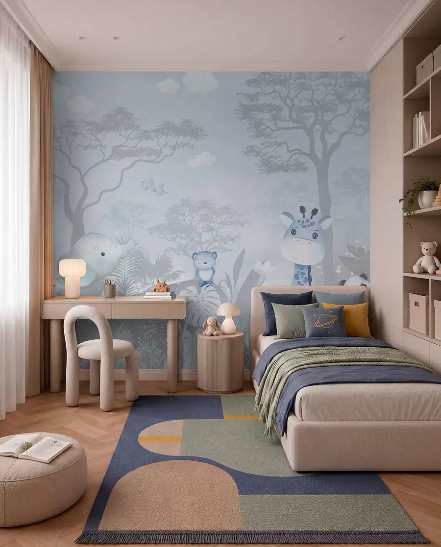 Wall Mural Photo Wallpaper Little Safari in Blue u73878v1