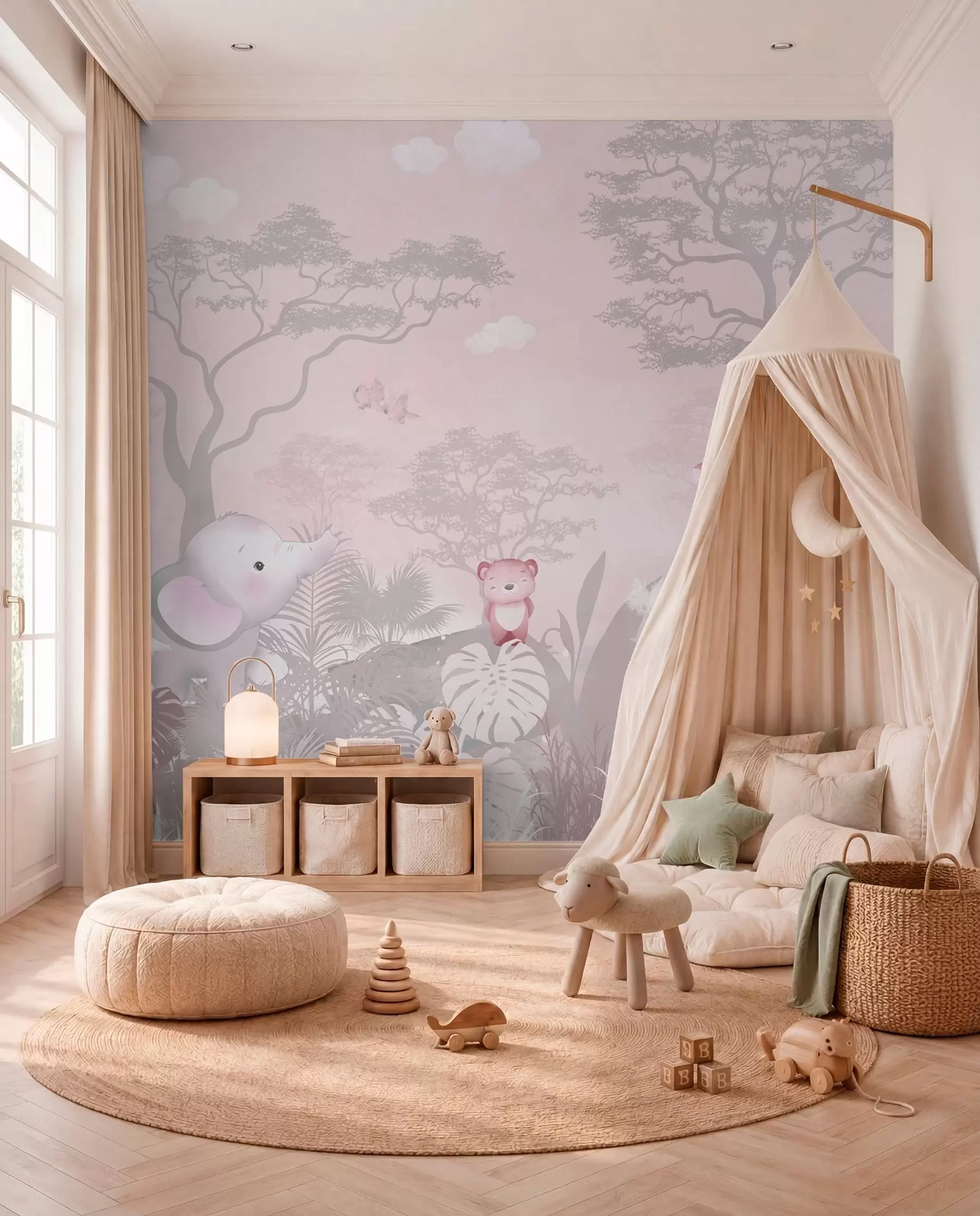 peintures murales Petit safari en vieux rose u73878v3