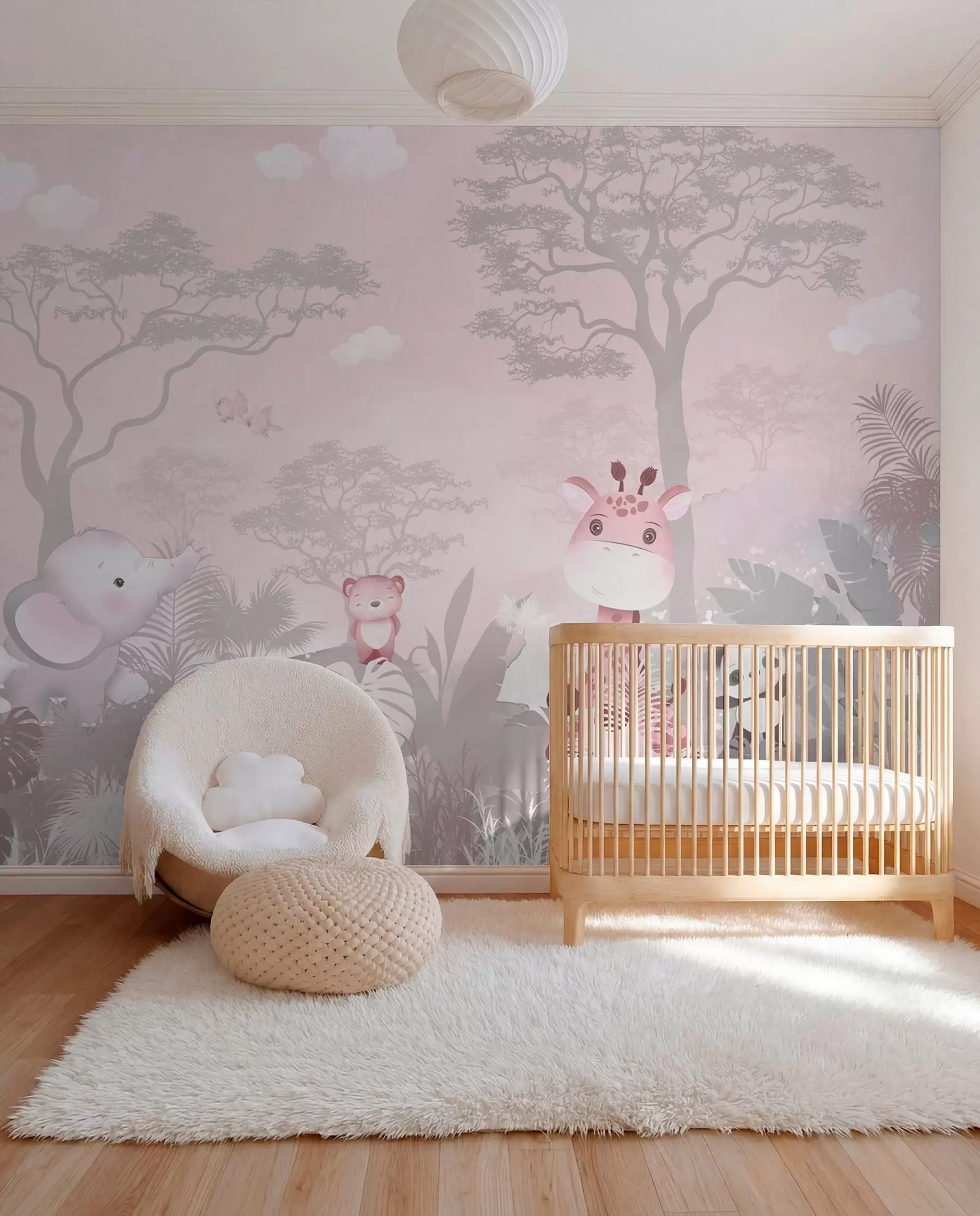 wall murals Little Safari in Dusty Rose u73878v3