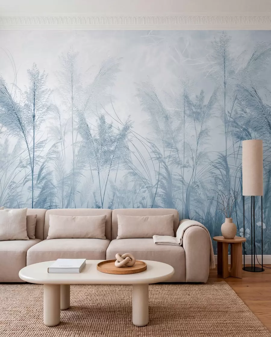 Wall Mural Photo Wallpaper Pastel Meadow — Blue u93903v1