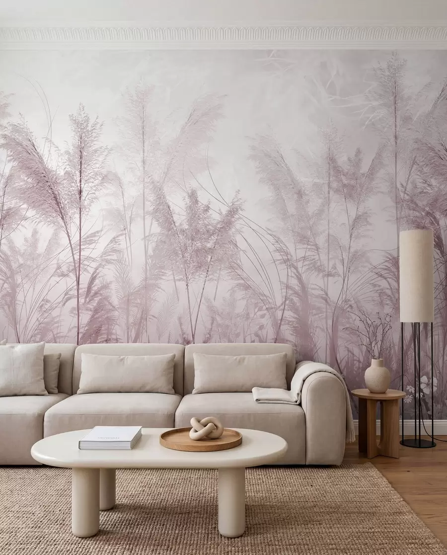 Wall Mural Photo Wallpaper Pastel Meadow — Mauve u93903v2