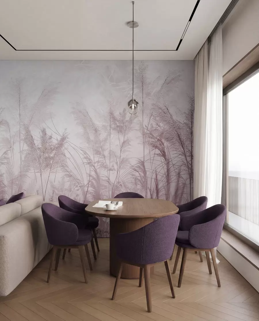 murales Plantas altas en colores pastel en tonos morados u93903v2