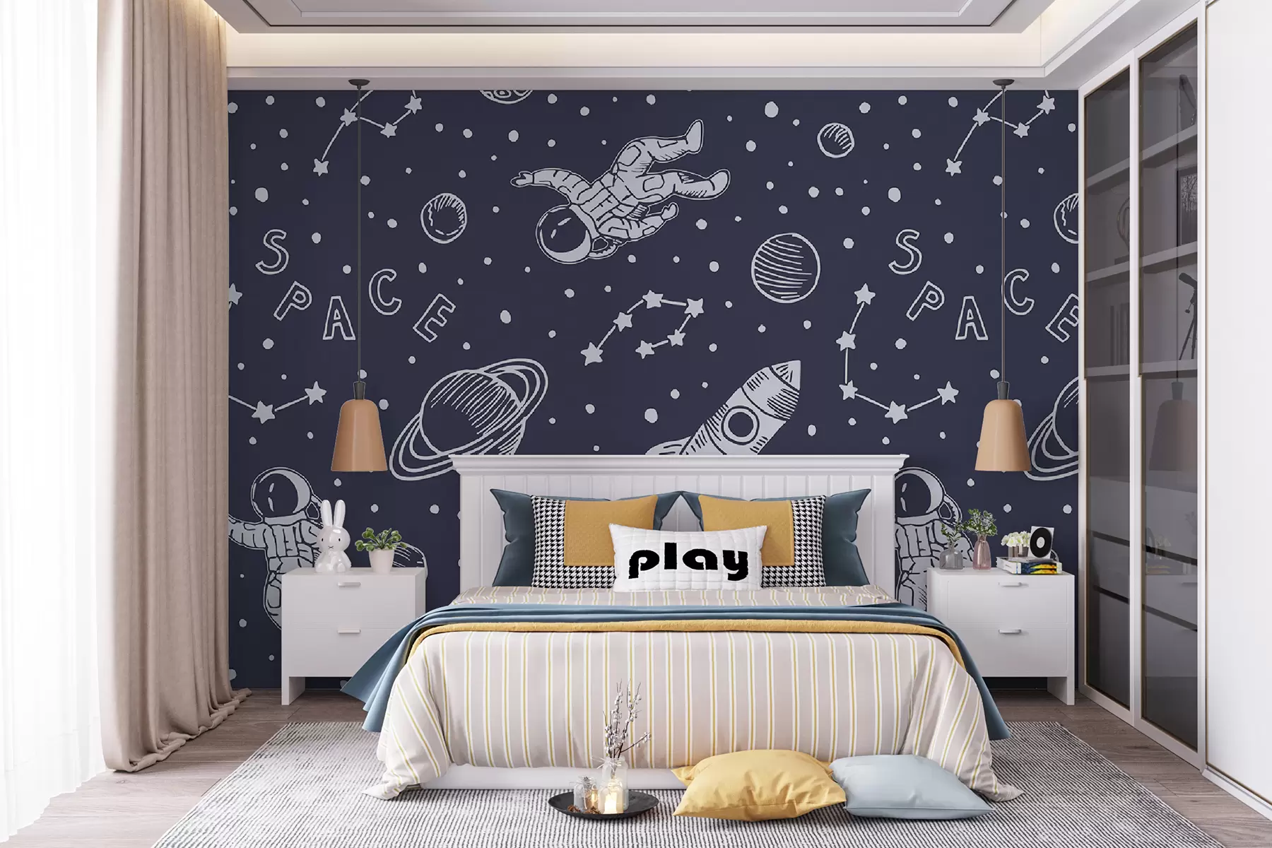 Wall Mural Photo Wallpaper Space and astronaut - seamless design u97581
