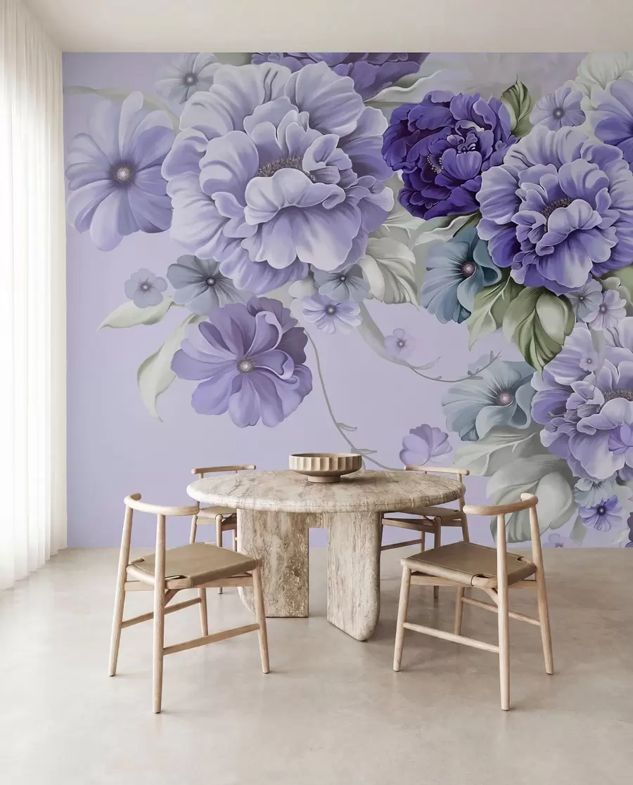 wall murals Delicate blue flowers in blue colors u59900v2