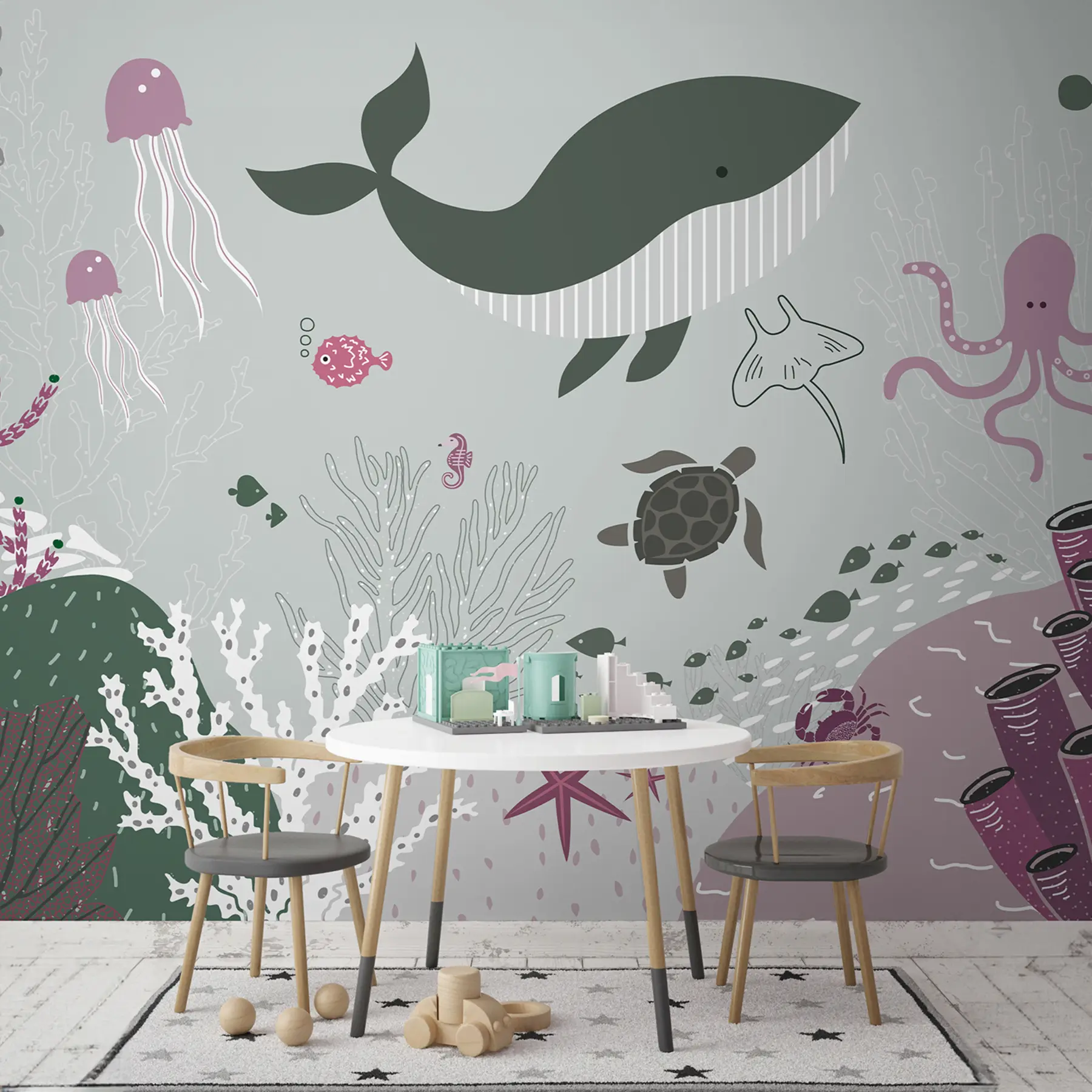 peintures murales Monde sous-marin en noir et violet u93763v2