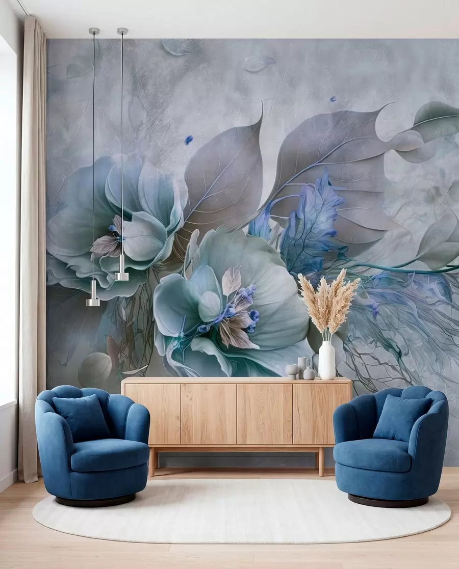 peintures murales Fleurs de Chimère en couleurs bleues u93930v1