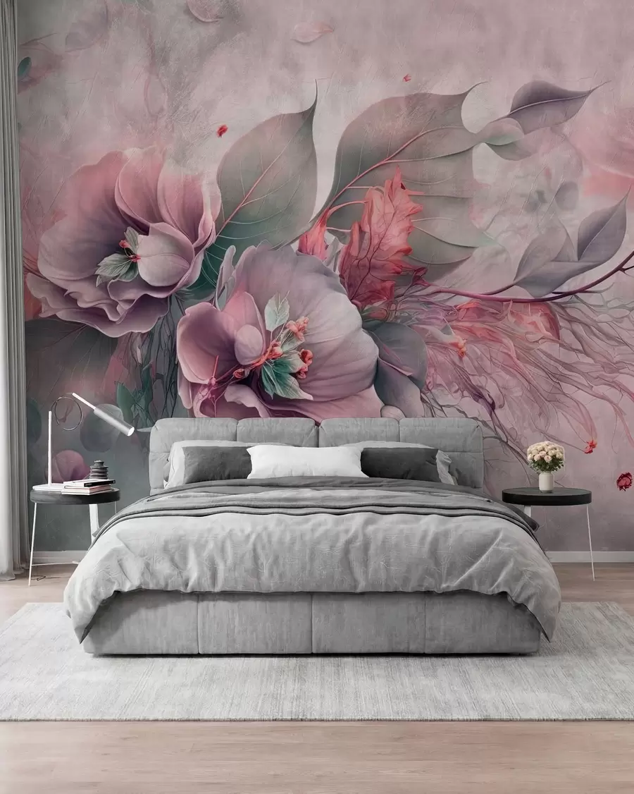 murales Capas de pétalos malva u93930v2