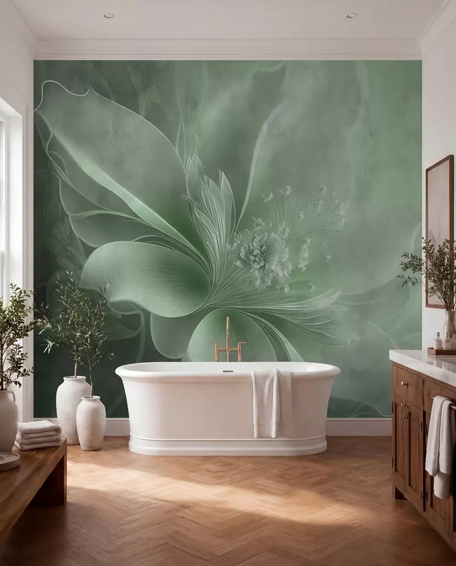 wall murals A very delicate flower in green colors u93944v3