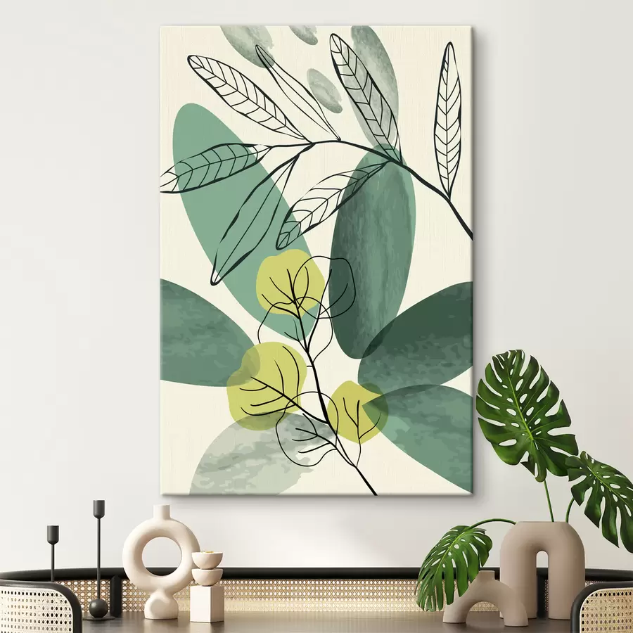 murales Abstracto botánico en colores relajantes s36106