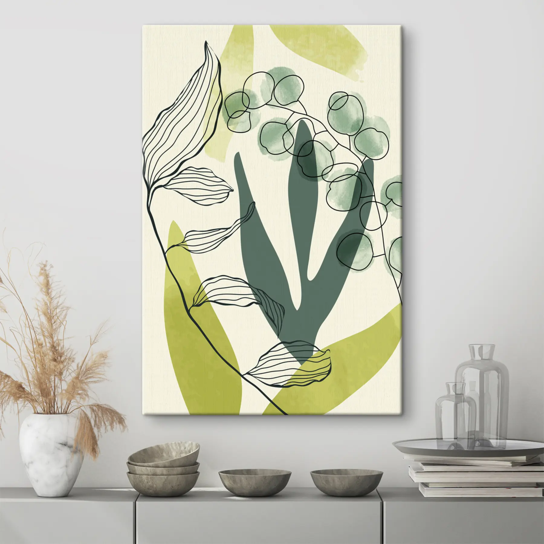murales Hojas delicadas en colores suaves s36133