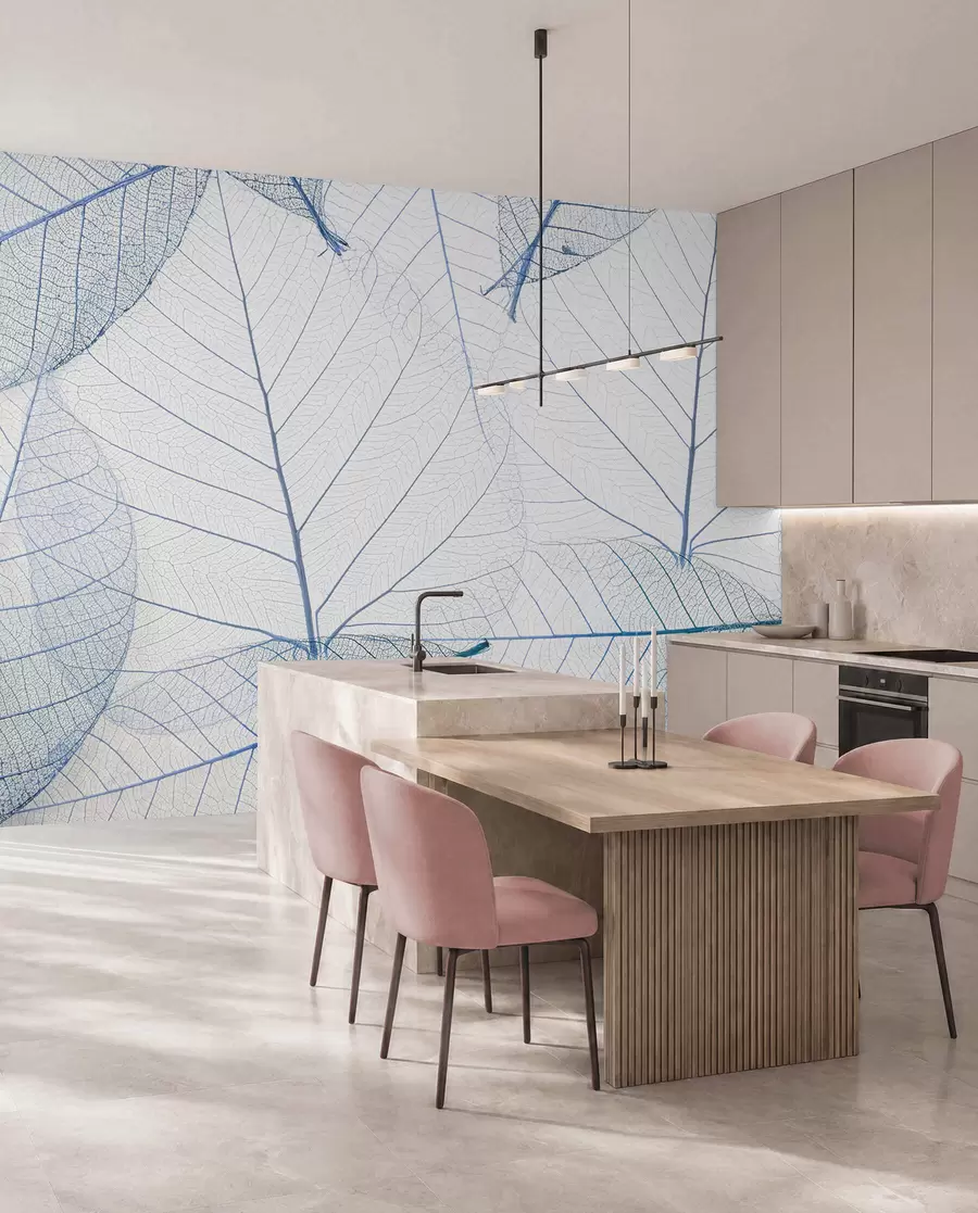 wall murals Transparent leaves in blue colors u24439v1