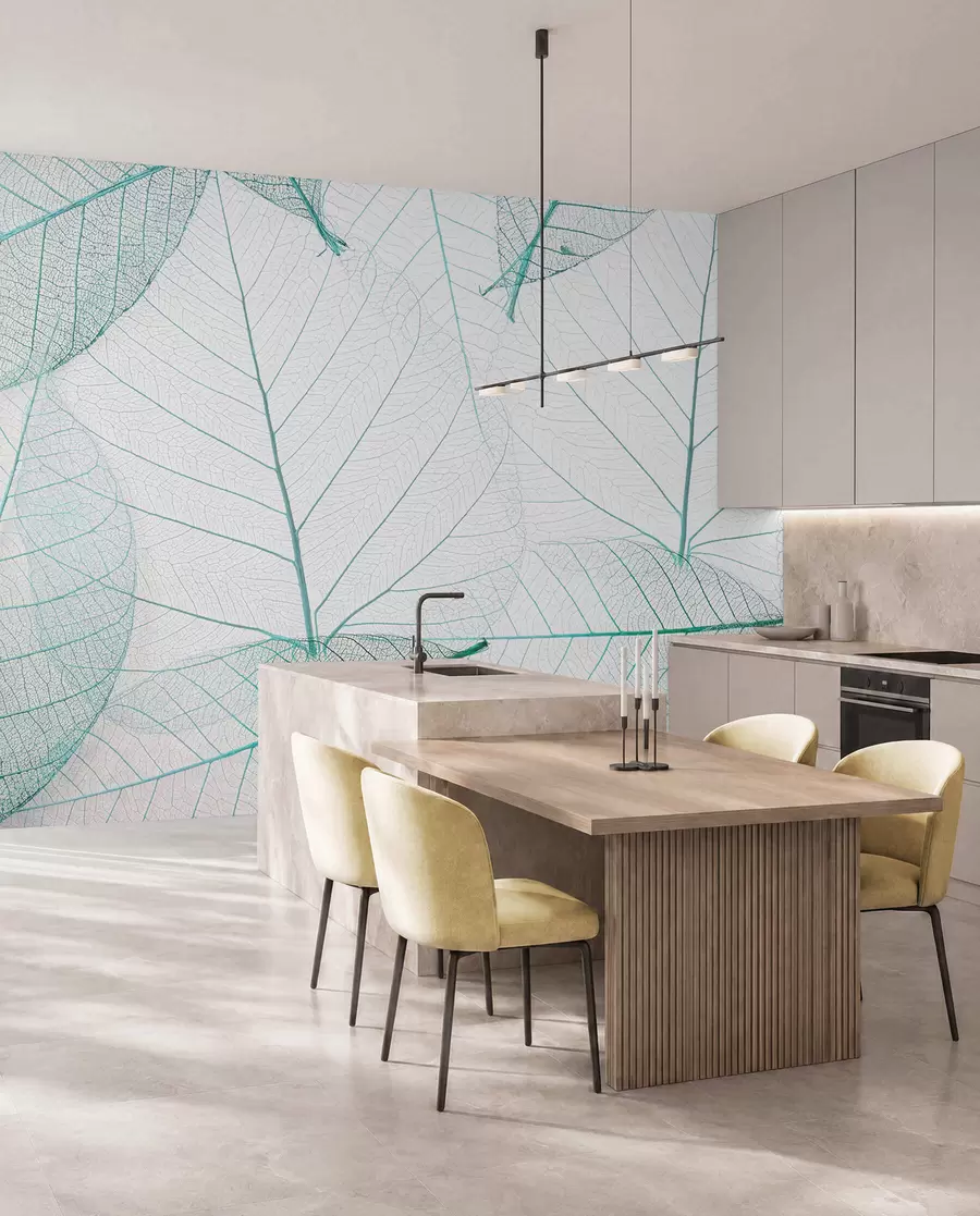 wall murals Transparent leaves in green colors u24439v3