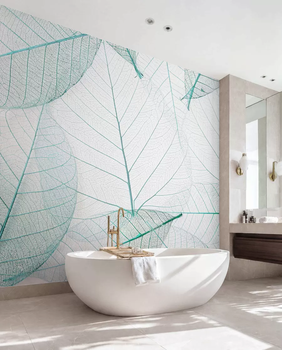 wall murals Transparent leaves in green colors u24439v3