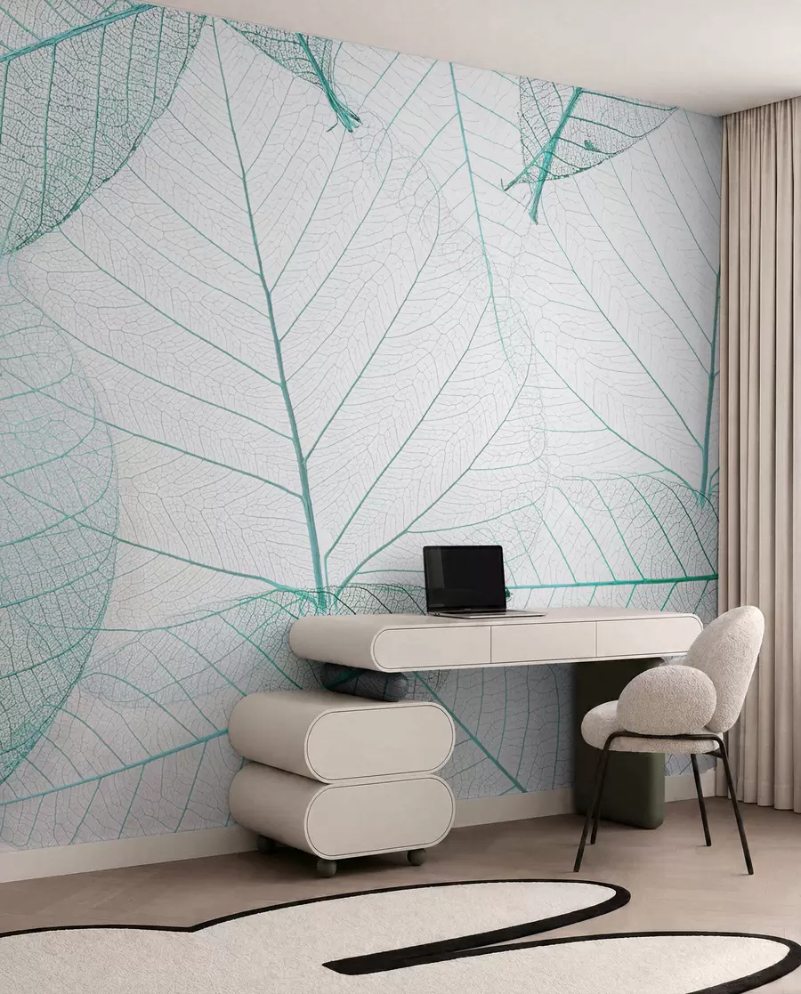 Wall Mural Photo Wallpaper Transparent leaves in green colors u24439v3